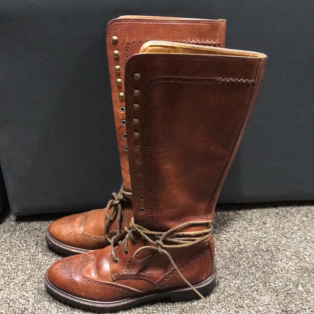 Cole Haan country all leather lace up riding boots